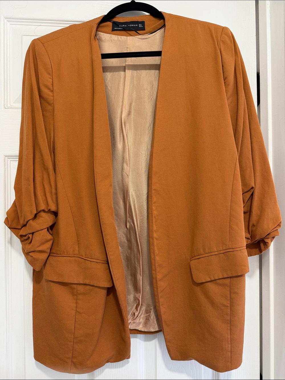 Zara Rust Orange Open-Front Blazer
